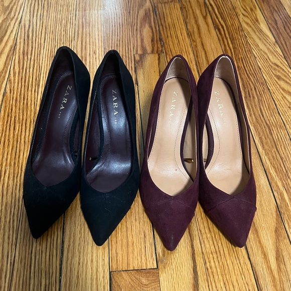 Zara Suede Pumps - Burgundy - Picture 8 of 10